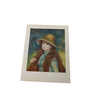 Renoir Girl with a Straw Hat Print Vintage 93743